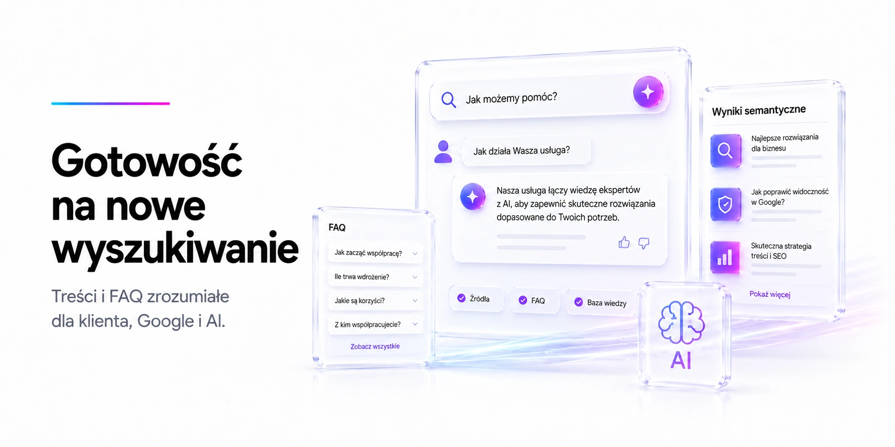 AI — gotowość na nowe wyszukiwanie. Treści i FAQ zrozumiałe dla klienta, Google i AI.